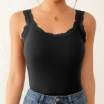 Floral Lace Trim Tank Top - Image 2